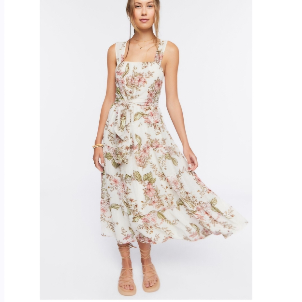 Floral Chiffon Print Midi Dress